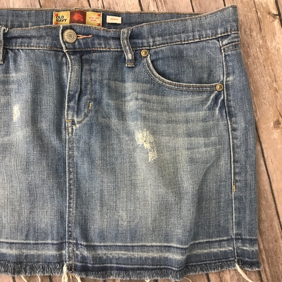 (Sold) Old Navy Denim Distressed Jean Skirt, 14 - Picture 2 of 6